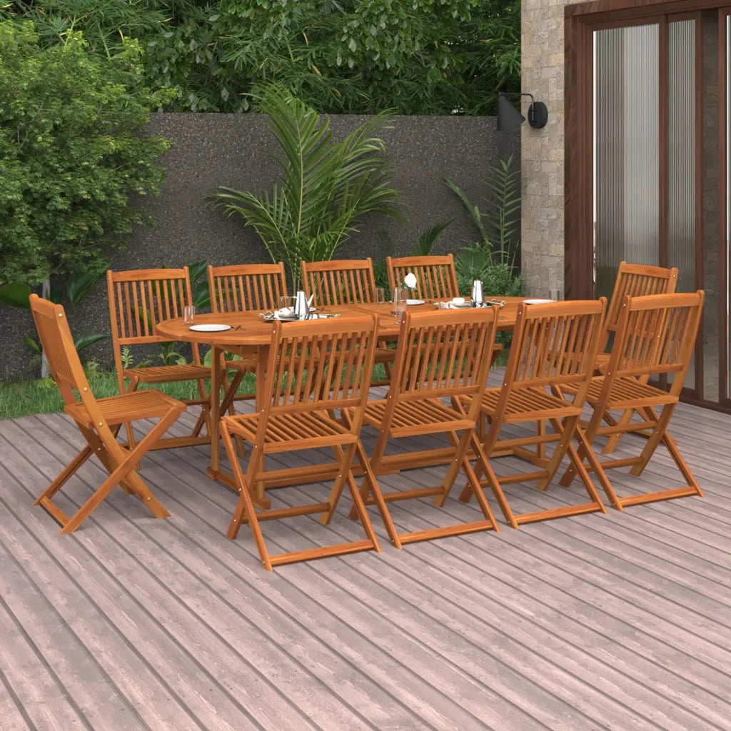 Set da Pranzo da Giardino 11 pz 220x90x75 cm Massello di Acacia 3086977