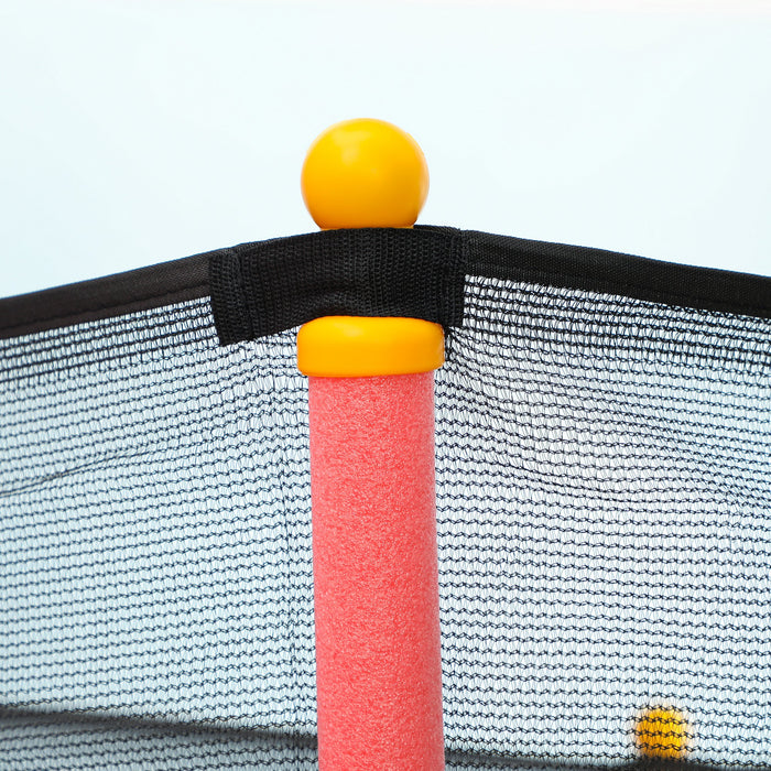 Tappeto Elastico per Bambini Ø163.5x190 cm con Ingresso a Cerniera e Pali Imbottiti Rosso