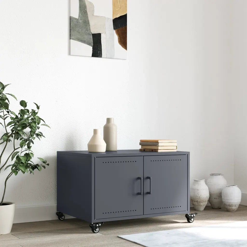 vidaXL Tavolino Antracite 68x50x43,5 cm in Acciaio Laminato a Freddo