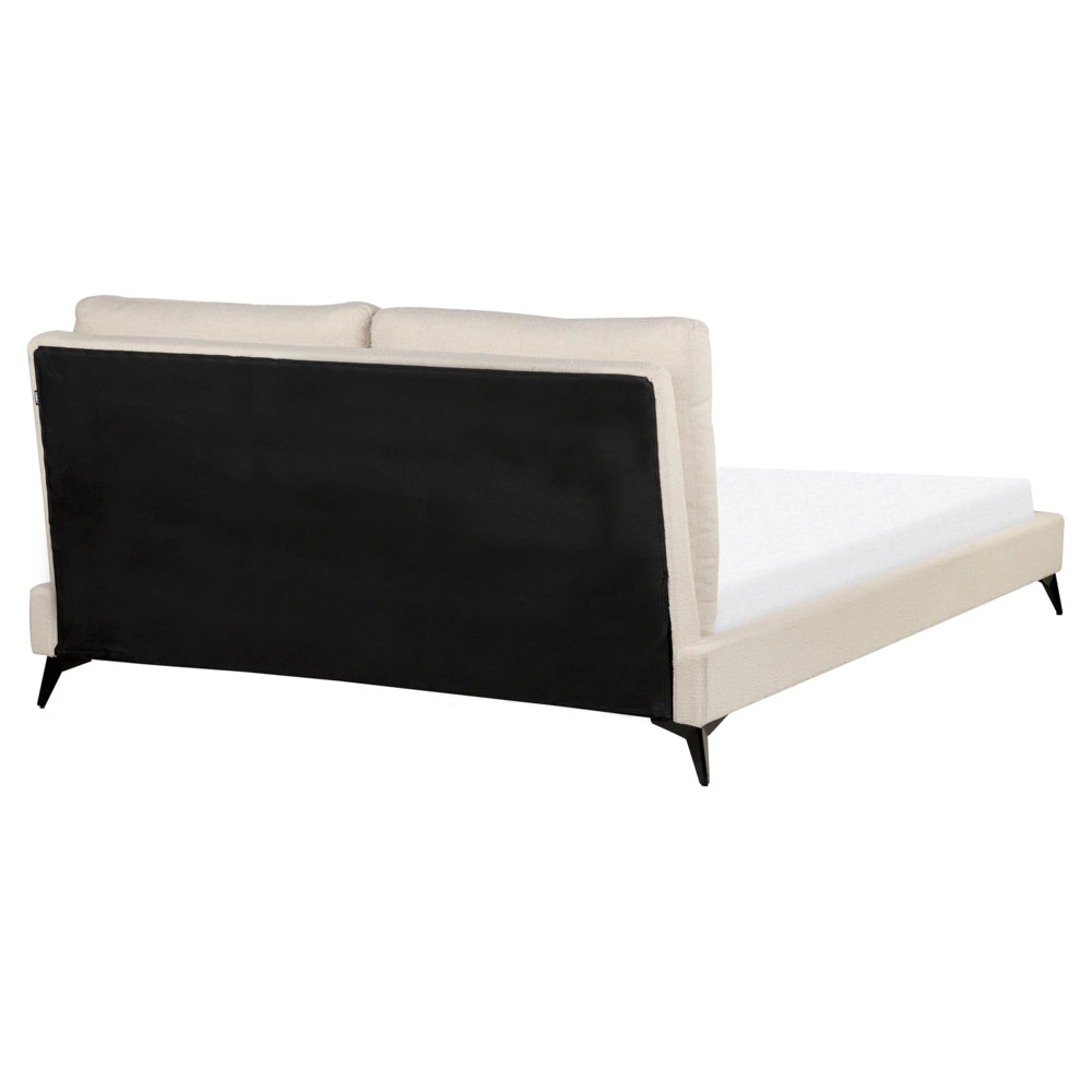 Letto imbottito moderno in bouclè beige 160 x 200 cm con rete a doghe
