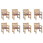 Sedie Giardino 8 pz con Cuscini Rossi a Quadri Massello di Teak cod mxl 8365