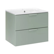 Set bagno sospeso OSTER 60cm: mobile sottolavabo con cassetti verde salvia + lavabo incassato bianco