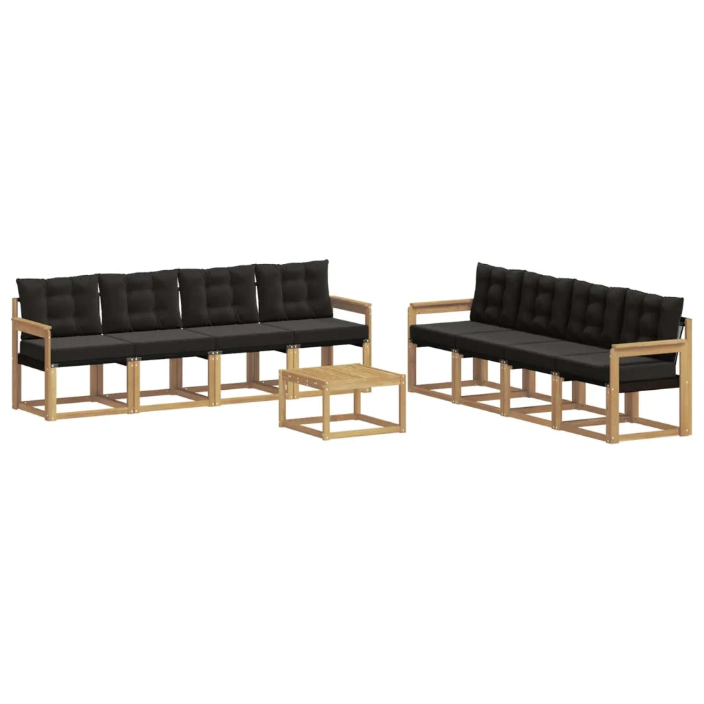 Set di divani da esterno 9 pz Bianco e Nero 3389326