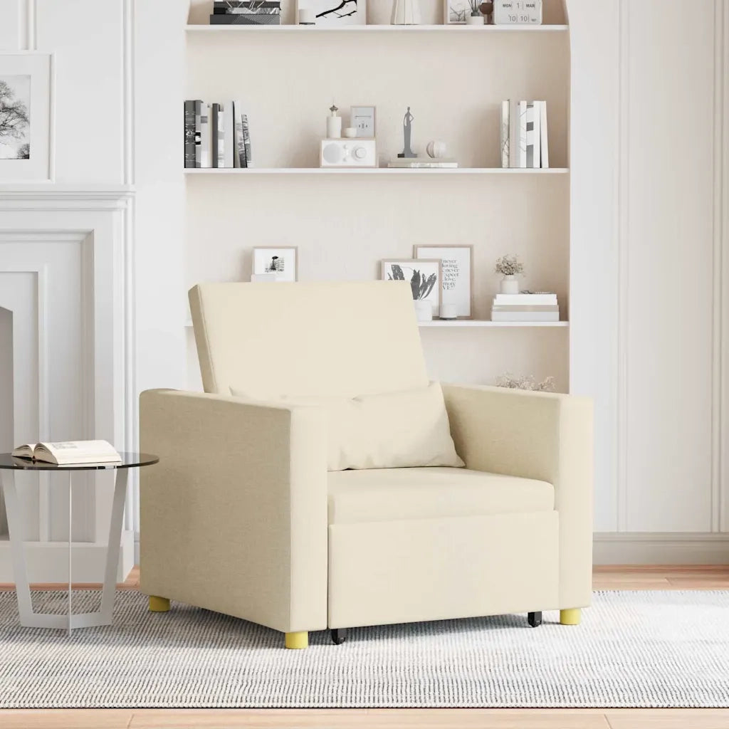vidaXL Divano Letto Singolo Crema 90 x 165 x 87 cm Tessuto