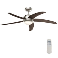 Ventilatore da soffitto Ø 136 cm con 5 pale, lampadario ventilatore con 3 velocità, telecomando, timer, modalità estiva e invernale, 70 W
