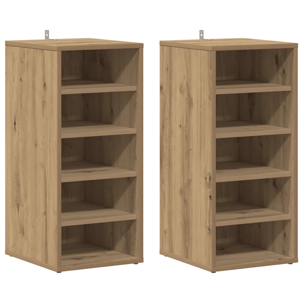 Scarpiere 2 pz Rovere Artigianale 32x35x70 cm in Truciolato 856713