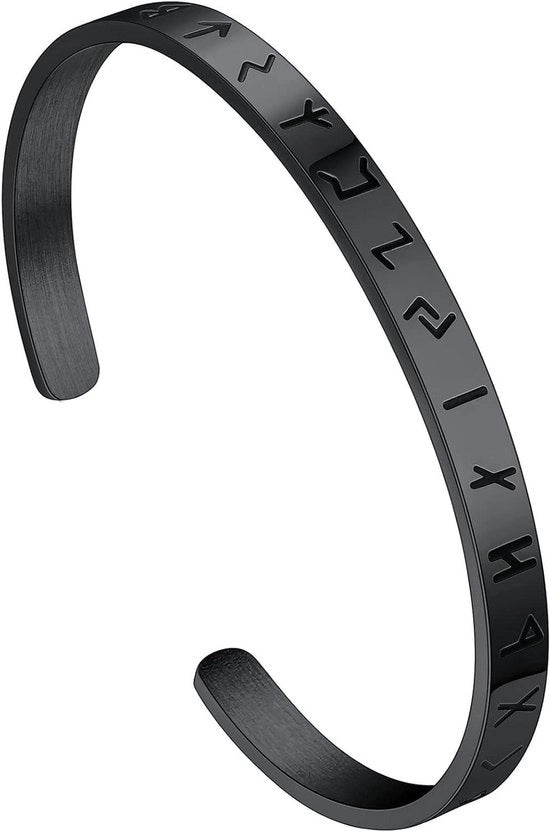 Anello per bracciale con rune di acciaio inox 316L per uomo - gioielli amuleti con martello di Thor e simboli divini di Odin