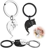 Accessori per le chiavi in acciaio inossidabile - coppia di gatti - regalo per il compleanno - regalo per il matrimonio - regalo per lui/lei - con anello per le chiavi
