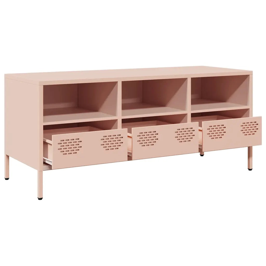 Mobile TV-Credenza per TV-Console TV Rosa 101,5x39x43,5 cm in Acciaio Laminato a Freddo 255133