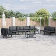 Set Divano da Giardino con cuscino 9 pcs Nero Acciaio 3378985