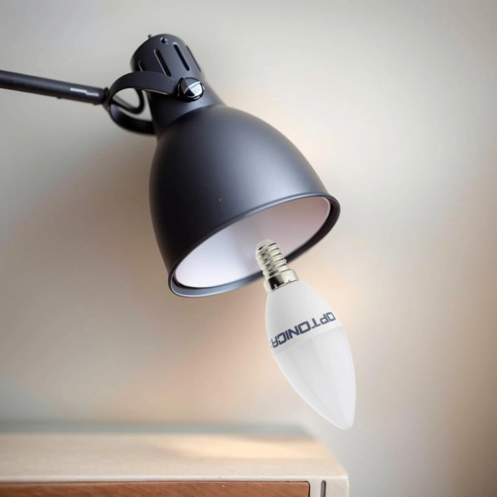 Optonica lampadina a candela led attacco e14 c37 a led 8 watt *** temperatura colore lampada 6000k bianco freddo, con...