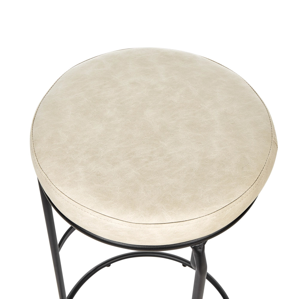 Set di 2 sedie da bar in ecopelle beige chiaro con gambe in acciaio senza braccioli stile moderno soggiorno