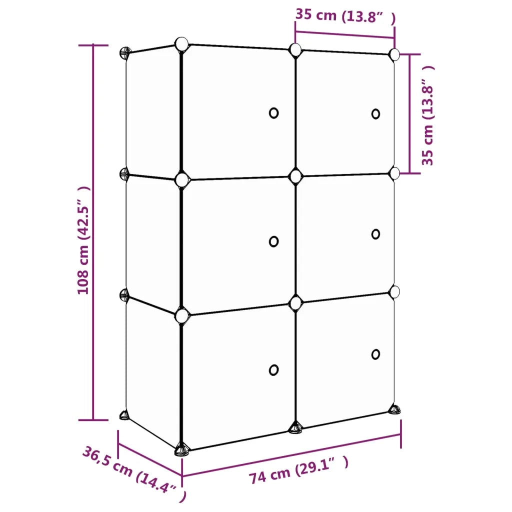 Scaffale Portaoggetti per Bambini con 6 Cubi Rosa in PP CFW1307165