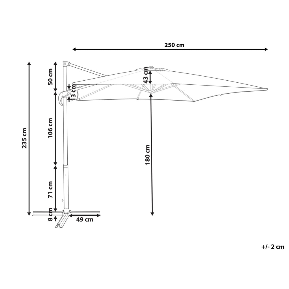 Ombrellone da giardino Tendalino beige chiaro Palo in acciaio Nero 235 cm Cantilever resistente agli agenti atmosferici meccanismo a manovella
