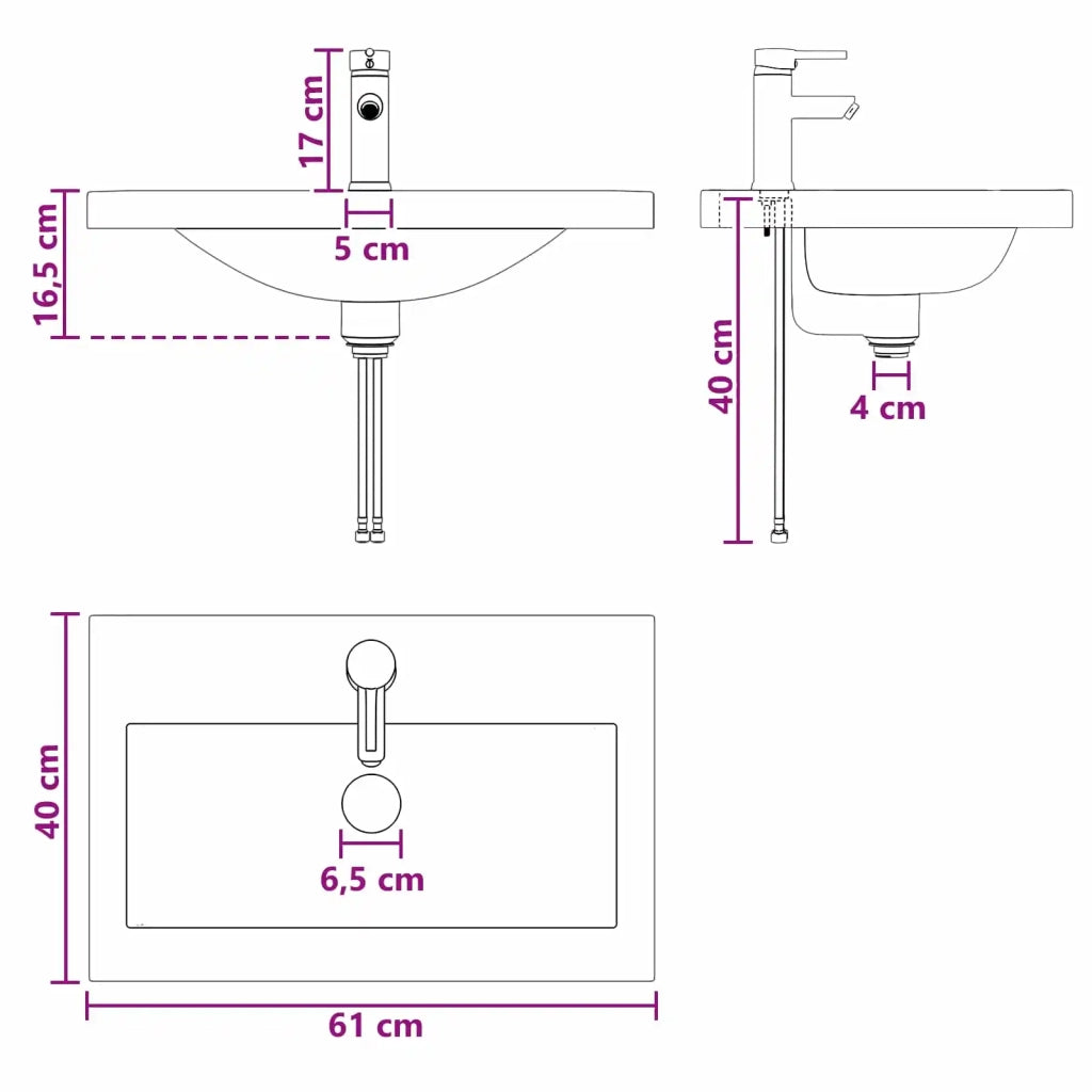 Lavabo da bagno Cromato 61 x 40 x 16,5 cm Metallo 890234