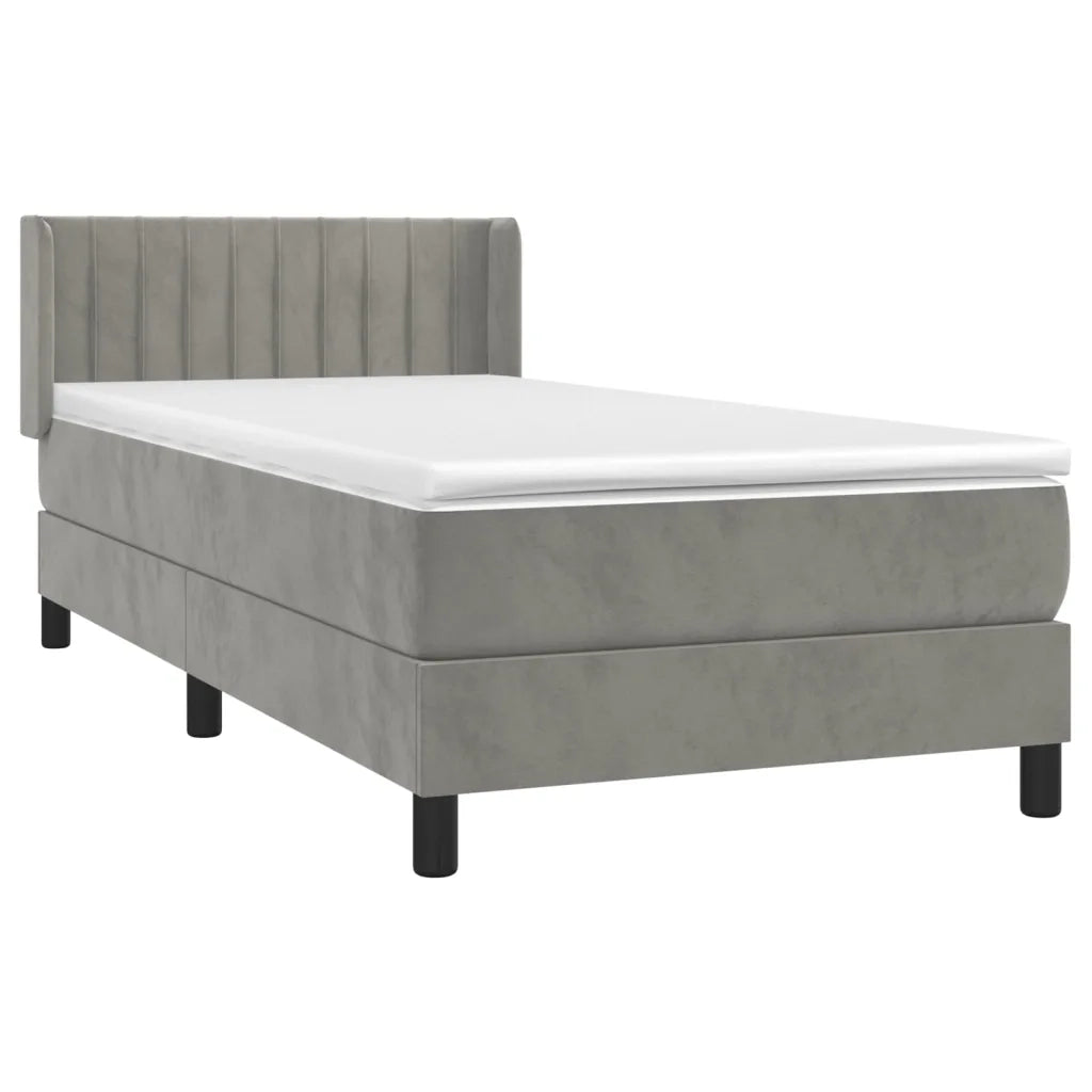 Giroletto a Molle con Materasso-Struttura Letto Grigio Chiaro 90x190 cm Velluto 583587