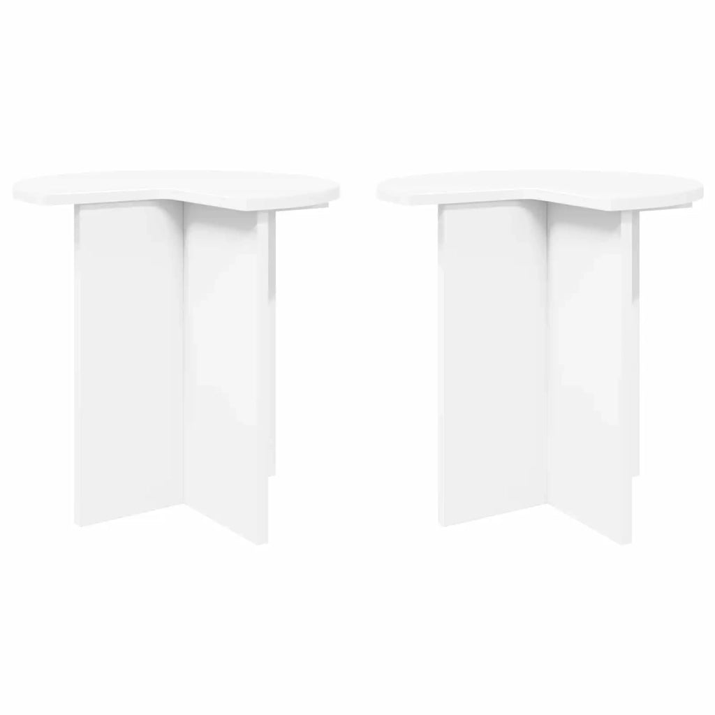 Tavolo laterale 2 pcs Bianco Ø 39 x 38 cm Legno ingegnerizzato