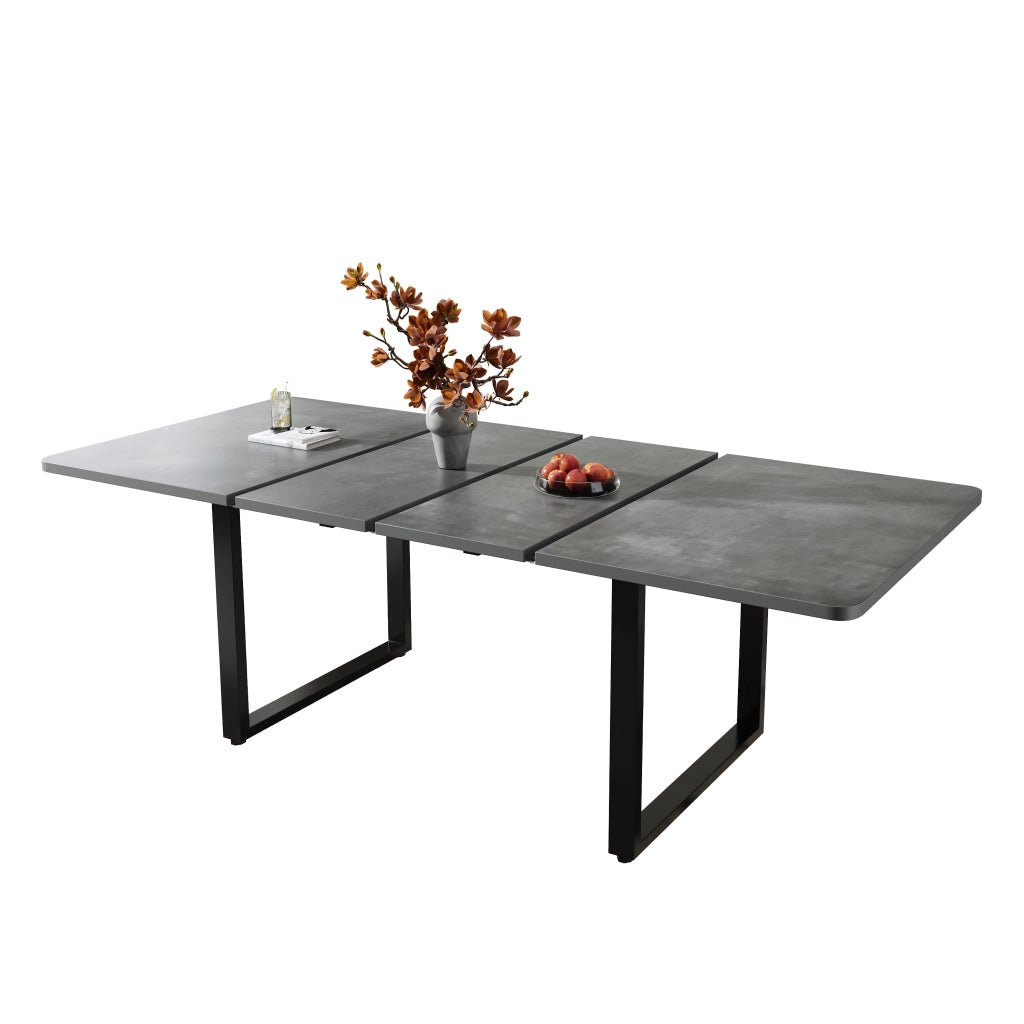 Tavolo da pranzo allungabile a 3 livelli con struttura stabile e piano in MDF, per sala da pranzo e cucina, grigio