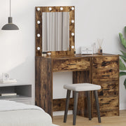 Toeletta con luci LED Rovere Affumicato 50x41x135 cm