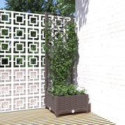 Fioriera da Giardino con Graticcio-Vaso da Esterno-Fioriera con Griglia Marrone 40x40x121,5 cm in PP