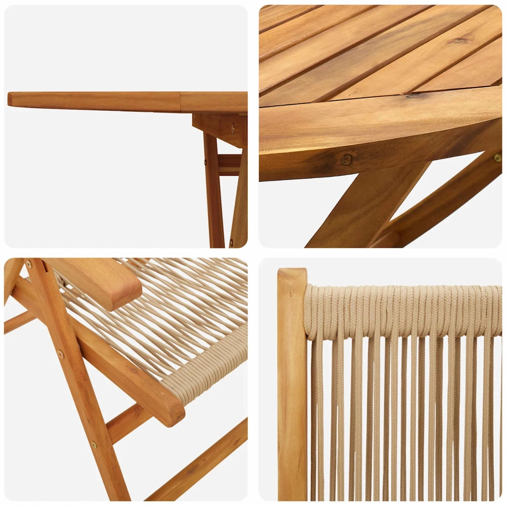 Set da Pranzo per Giardino 7 pcs Beige Legno di Acacia Massello 3375741