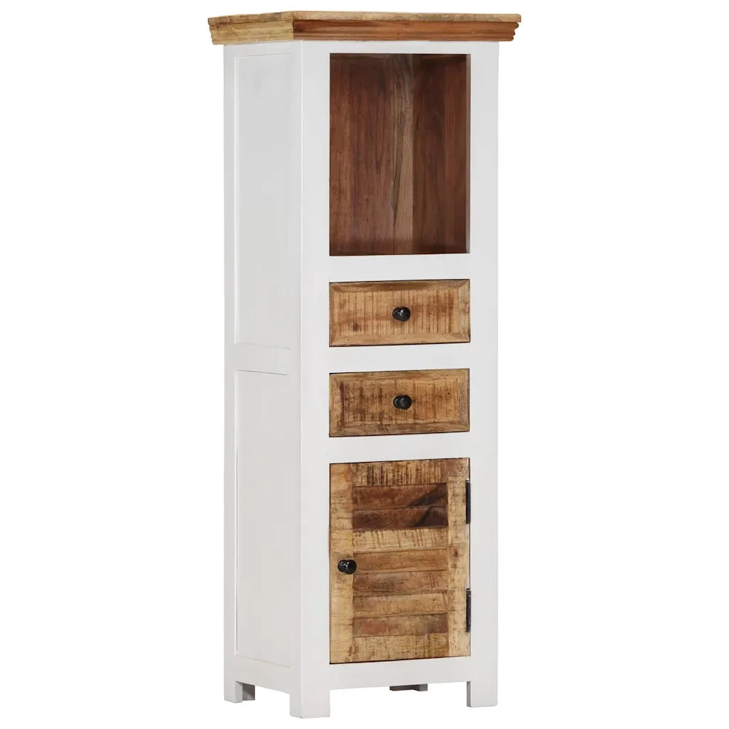 Credenza Bianca e Marrone 40x30x110 cm Legno di Mango e Acacia 338448