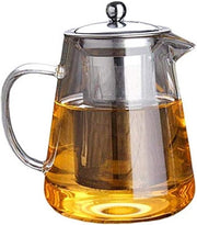 Teapot in vetro con filtro in acciaio inossidabile rimovibile - Teapot a fiamma aperta e a foglie libere.