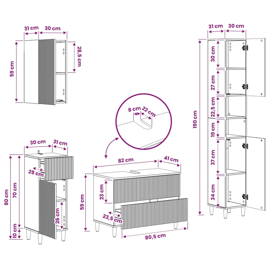Set di Mobili da Bagno da 4 Pezzi ARNHEM Legno antico 3417934