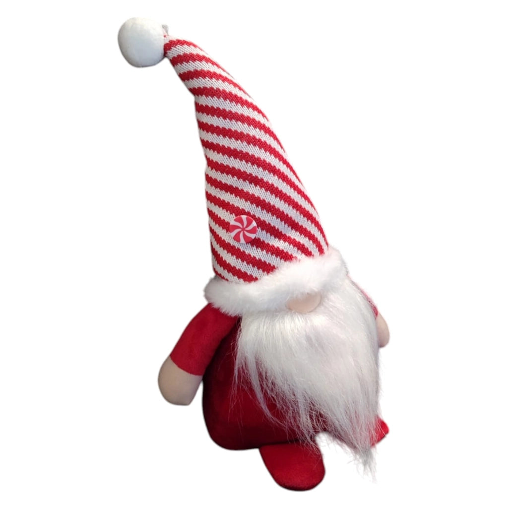 GNOMO NATALIZIO DECORATIVO BABBO NATALE CON CAPPELLO A RIGHE 43,5CM BASE PESANTE