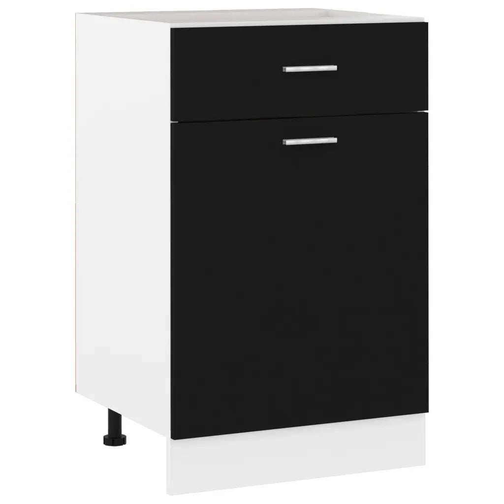 Mobile contenitore da cucina dal design semplice con cassetti 50 x 46 x 81 cm realizzato in legno composito nero 02_0047660