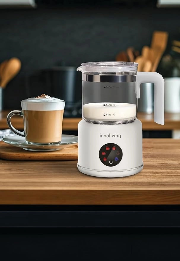 Innoliving Montalatte Elettrico INN-786, Capacità 350ml, Funzione Schiuma Calda e Fredda, Rivestimento Antiaderente, Design Compatto, Facile da Pulire, Ideale per Cappuccini e Bevande Calde
