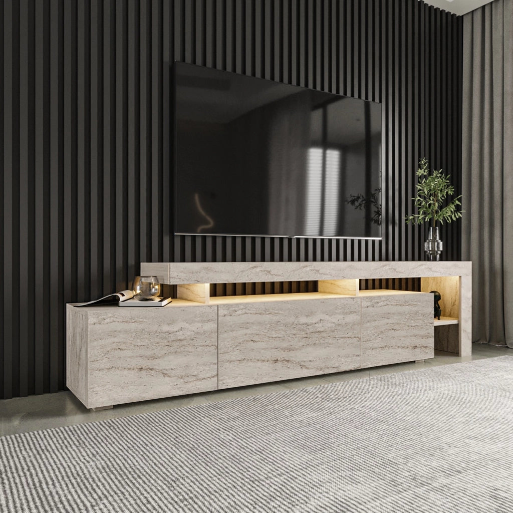 Porta TV in legno "Beliz" - 192 x 37 x 53 cm - Travertino