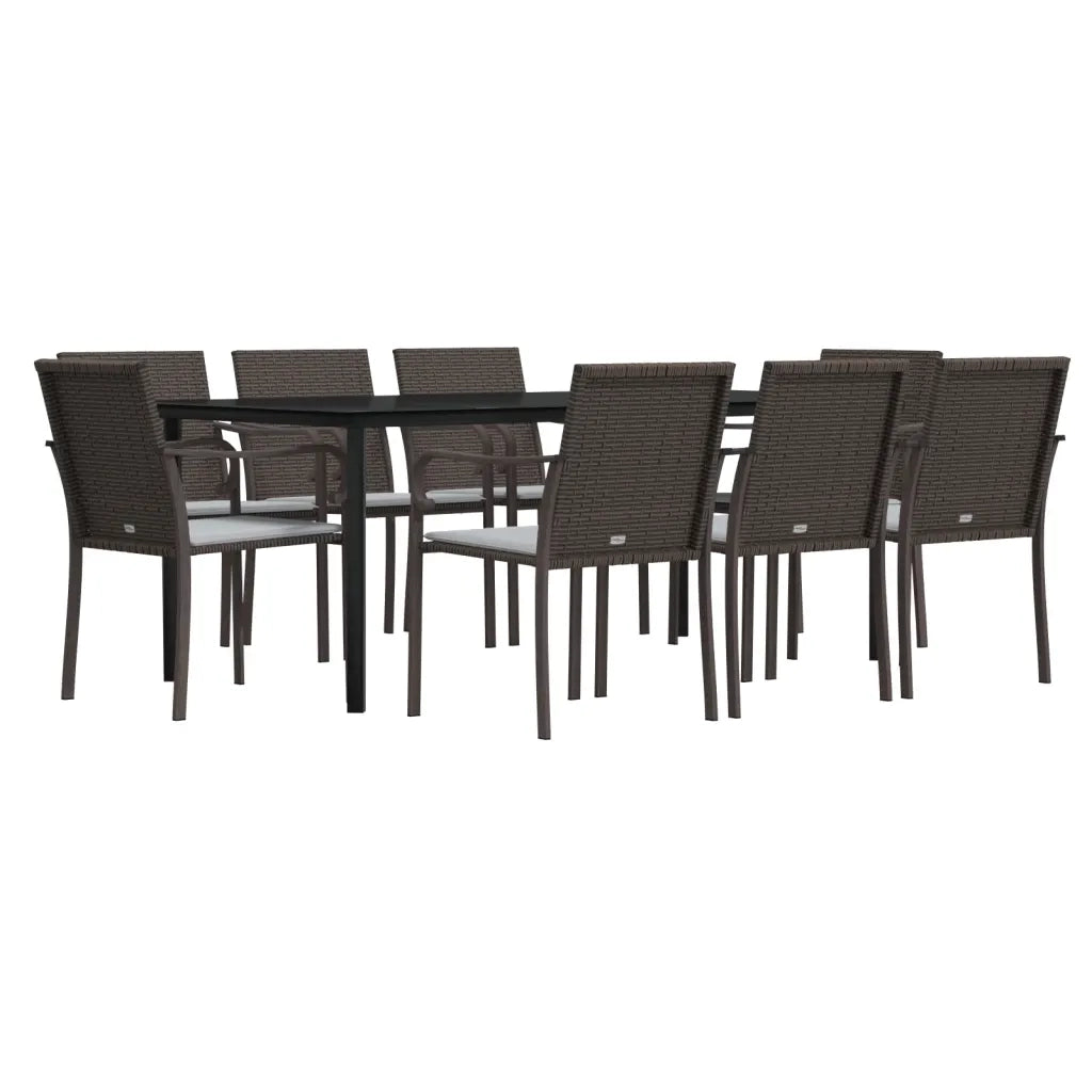 Set Pranzo da Giardino 9 pz con Cuscini in Polyrattan e Acciaiocod mxl 76608