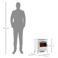 Camino Elettrico con Effetto Fiamma Regolabile Potenza 925W/1850W 51 × 31 × 56cm Bianco