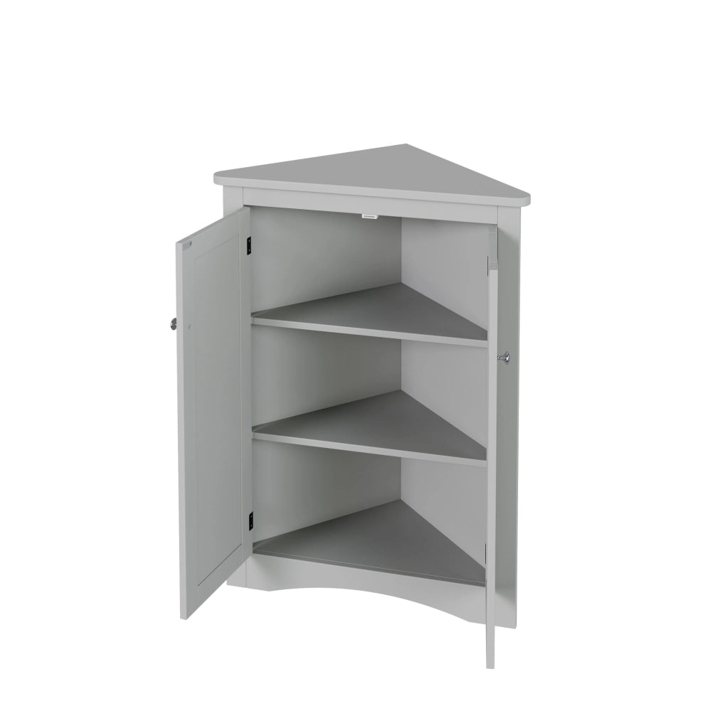 Mobile angolare 61;5 x 80 cm grigio in MDF; 2 ante e 3 vani