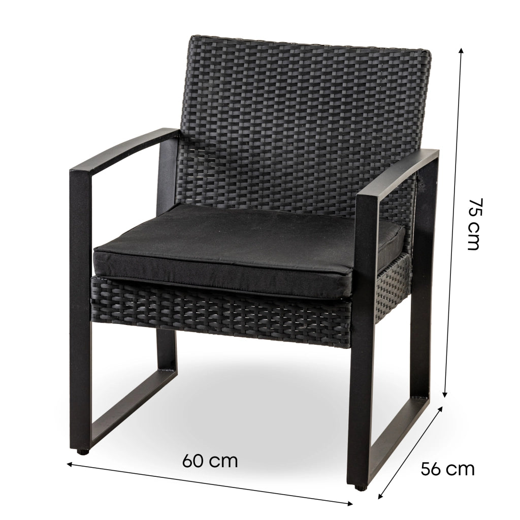 Salottino Da Esterno Set Bistrot Poltrone E Tavolino Elegante Telaio In Acciaio Tavolo Salotto Con Piano In Vetro Temperato Con 2 Sedie Con Comodi Cuscini Terrazzo Balcone Giardino Rivestimento Rattan