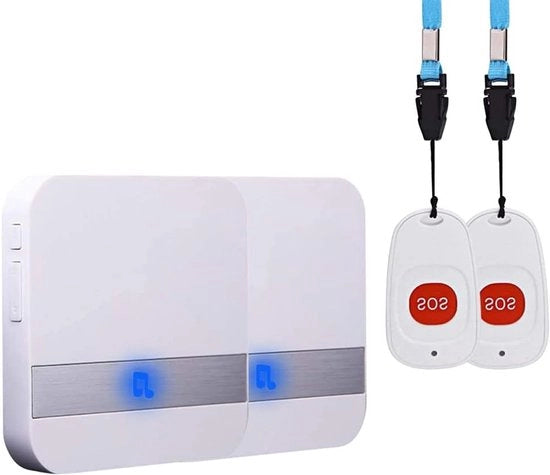 Pulsante di Allarme a Batterie per Emergenza per uso Domestico - Allarme di Pannella per Anziani e Pazienti con Funzione di Collegamento, Sicurezza e Comodità per Persone a Cura