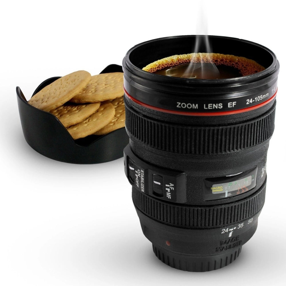 Trade Shop - Tazza Per Bevande A Forma Di Obiettivo Di Macchina Fotografica Con Coperchio -