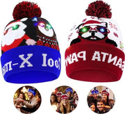 Cappello di Natale con illuminazione a LED - Cappello di Natale intrecciato con 6 luci - Set da 2 pezzi