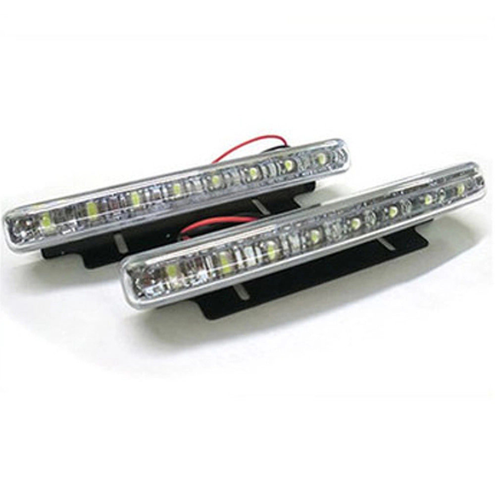 Trade Shop - Luci Auto 8 Led Per Fanale Daytime - Diurne Waterproof Dc 12v Paraurti Auto -