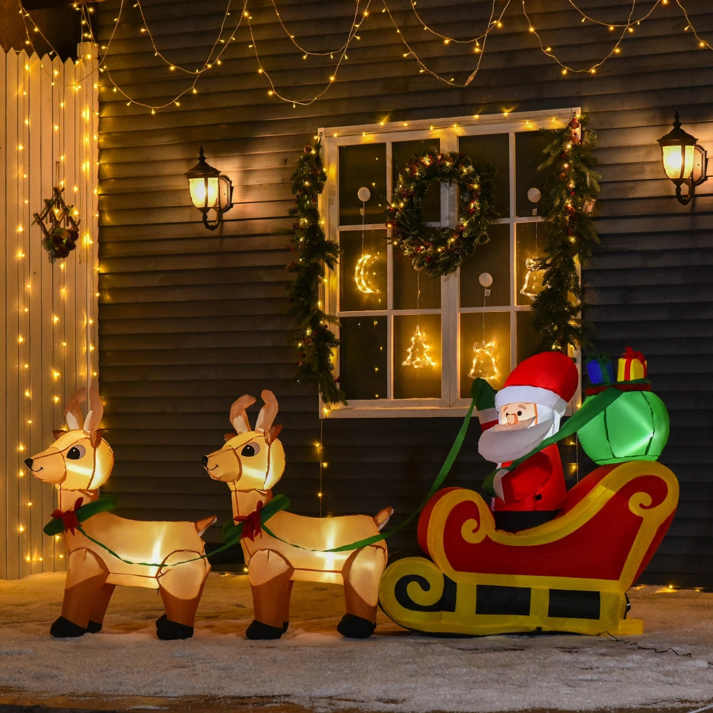 Babbo Natale Gonfiabile con Slitta e Renne ¨C Xylo ¨C Con Luci LED 240x57x112 cm