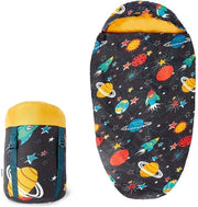 Slaapzak per bambino per 3 stagioni - mummia per bambini - tema spazio - ideale per primavera e estate - tocco morbido - tessuto caldo e soffice - lavabile in lavatrice - 165 x 82 cm