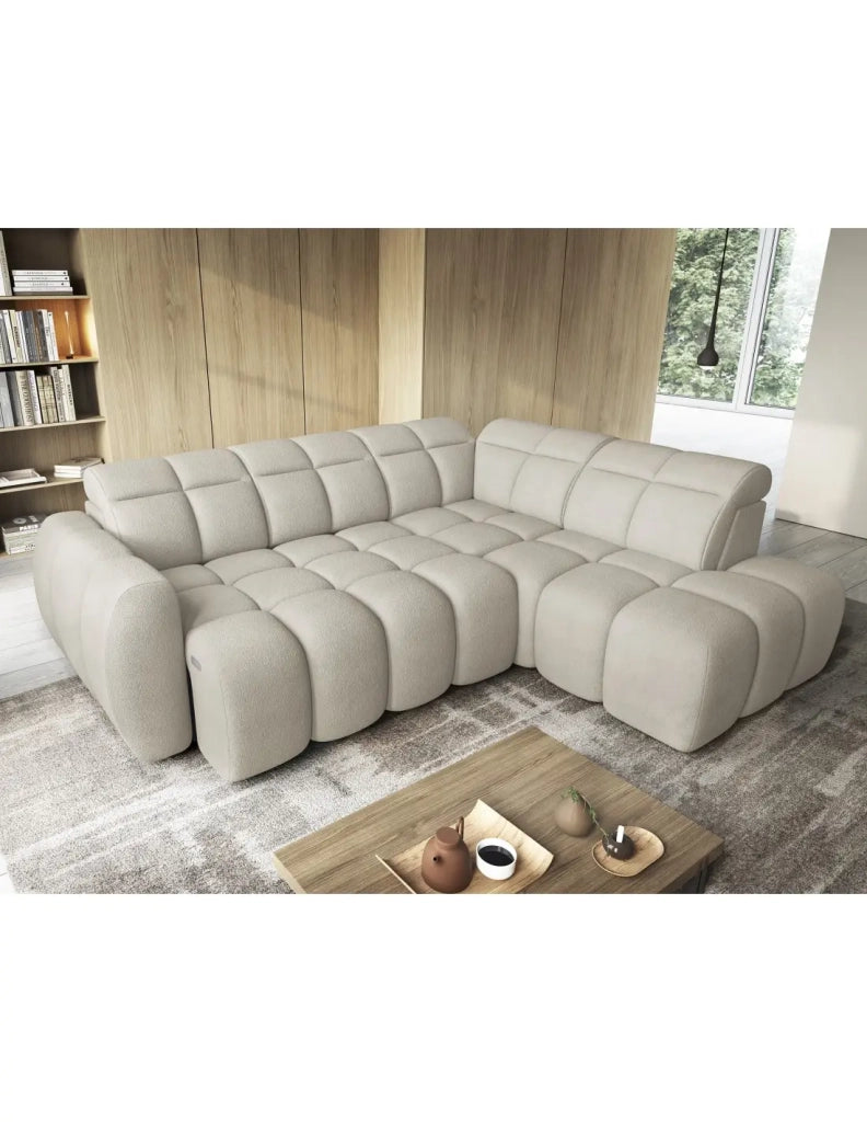 Divano ad angolo elettrico RONDA 4 posti beige – angolo destro