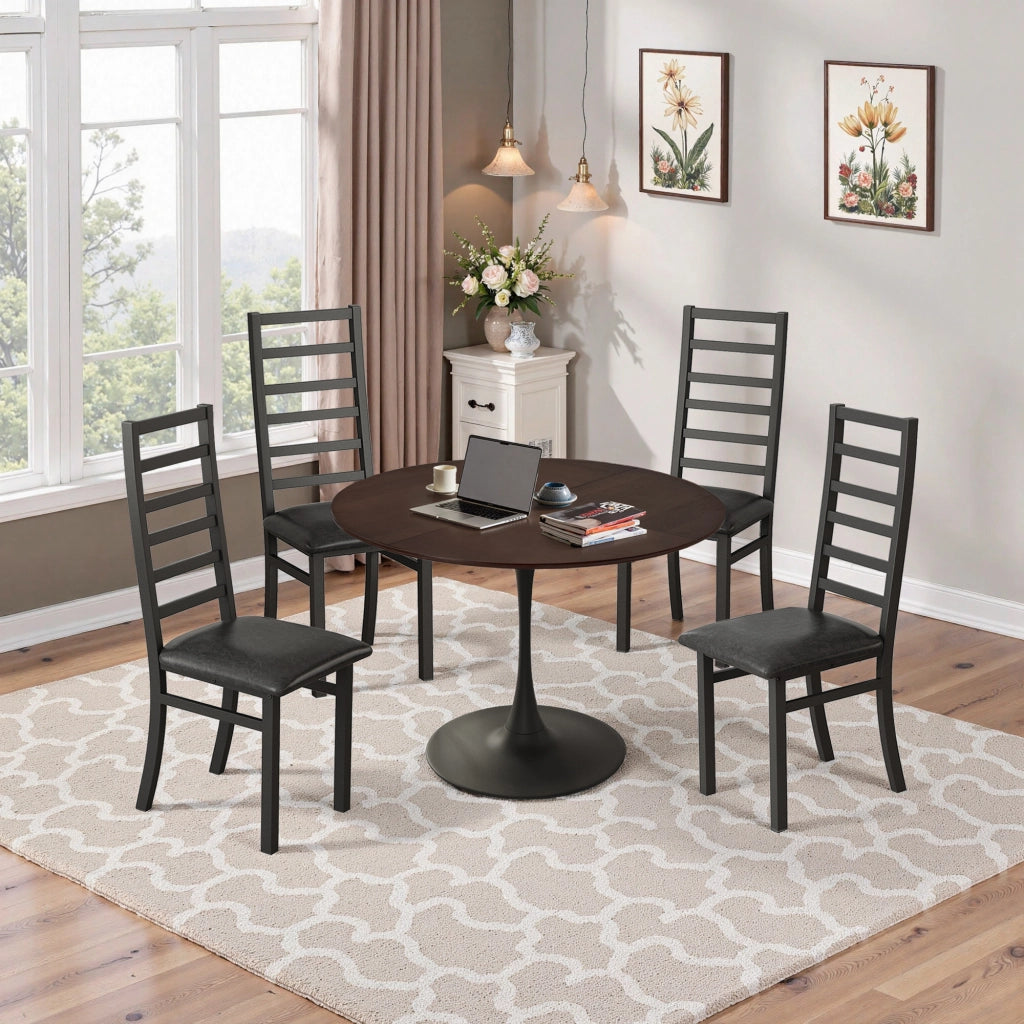 Tavolo da Pranzo Rotondo ¨C MINIMAL ¨C Piano in Legno Rovere, Base in Metallo, ?120 cm