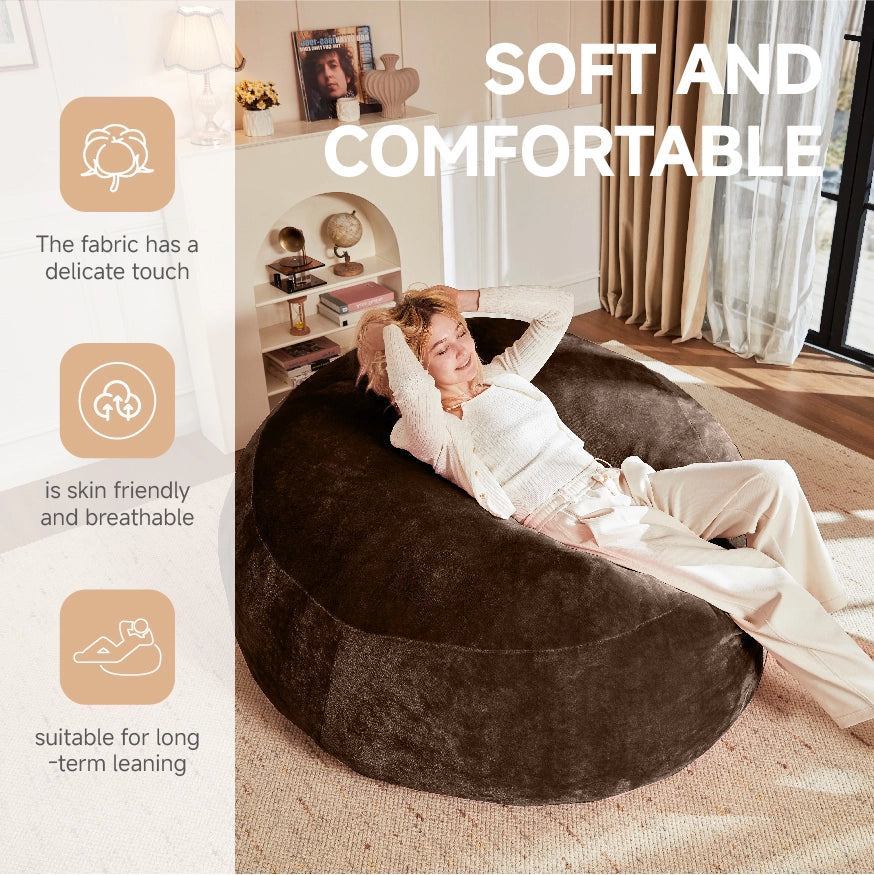 Fauteuil pouf 5FT con supporto allevia pressione e forma personalizzabile, letto temporaneo in spugna marrone