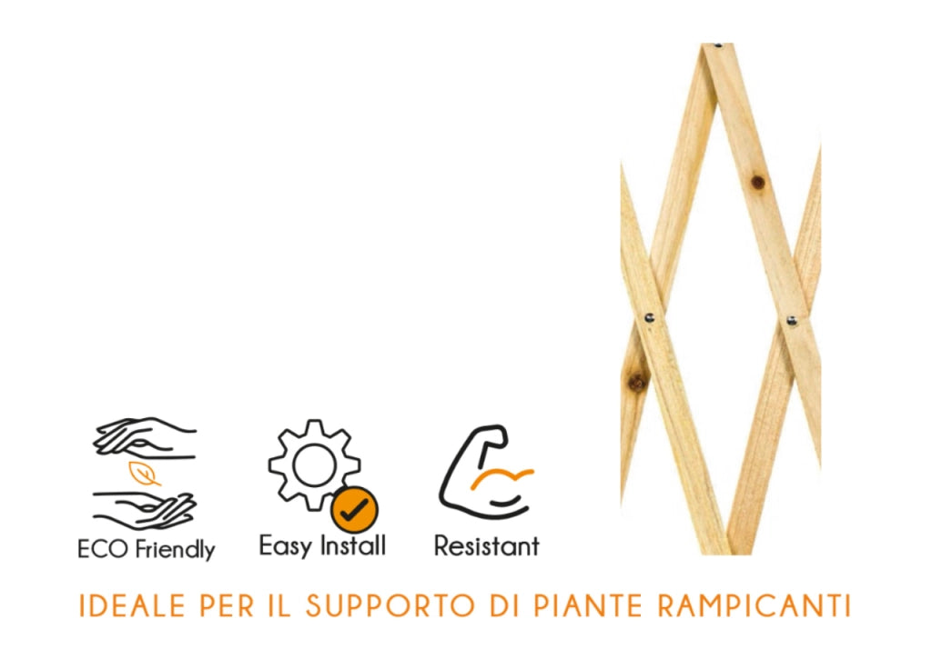 Traliccio Estensibile In Legno Per Piante Rampicanti Recinzione Giardino Balcone - 100x200 - Naturale