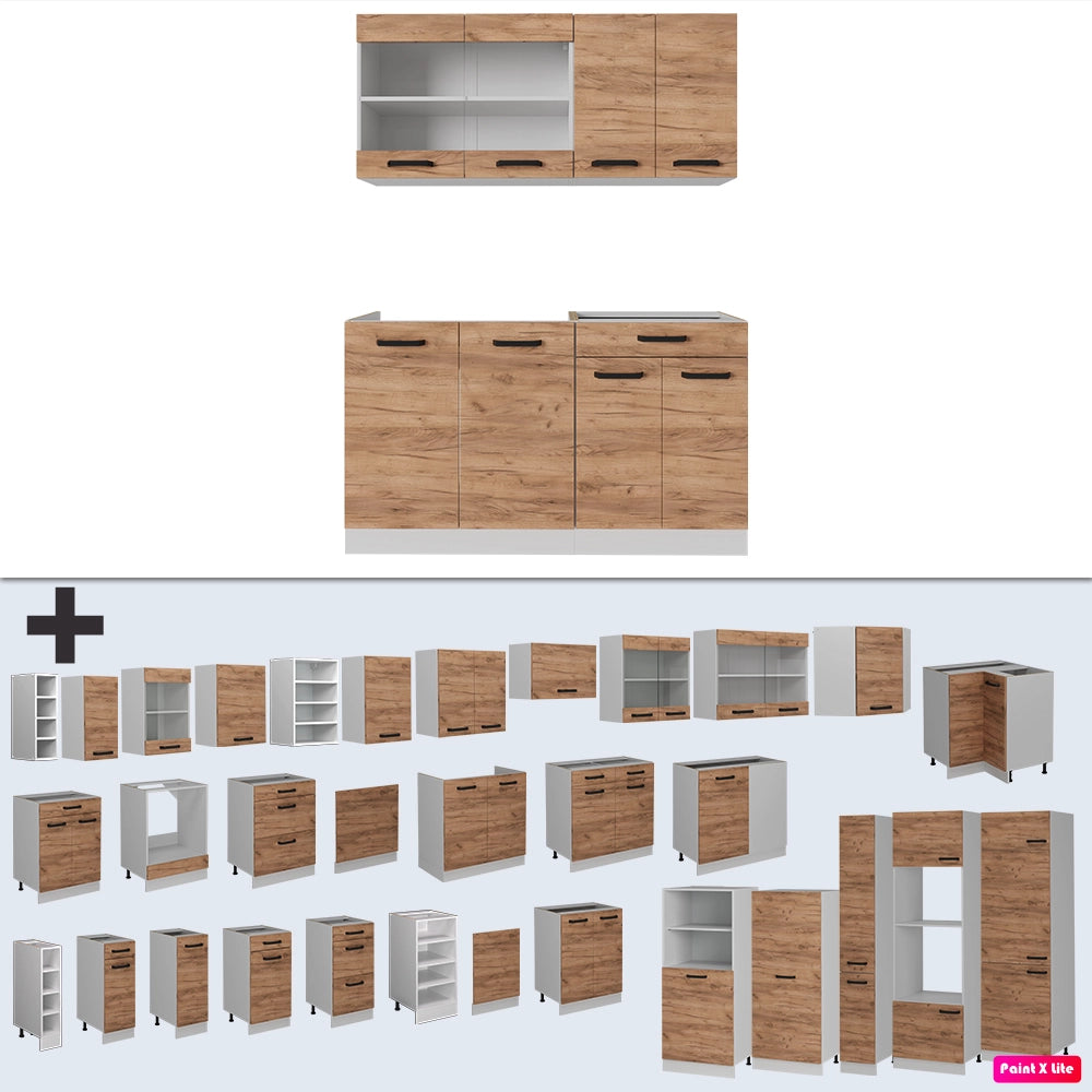 Vicco Cucina monoblocco Quercia dorata/bianco 140 cm PL Rovere