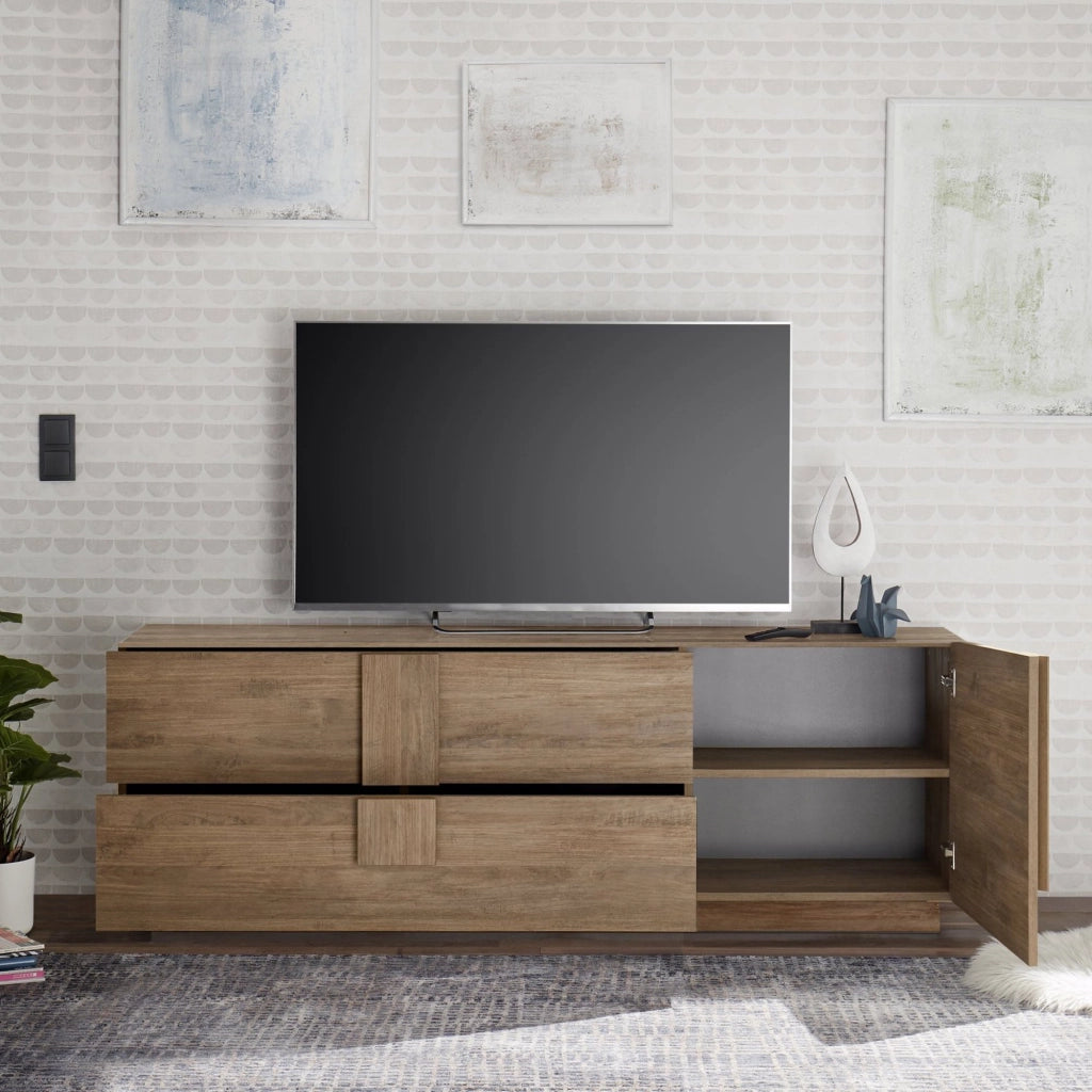 Silea, Mobile Porta tv un Ripiano, 182x44x63h cm Marrone Quercia