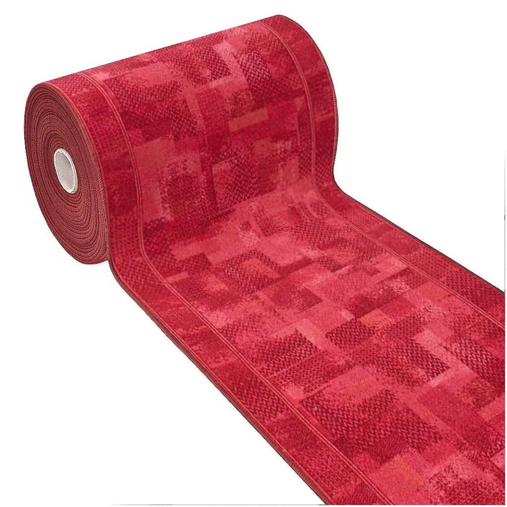 Passatoia Scala Scalinata Ingresso 67x400 Cm Bordata Tappeto Corridoio Gradini Antiscivolo Bordeaux