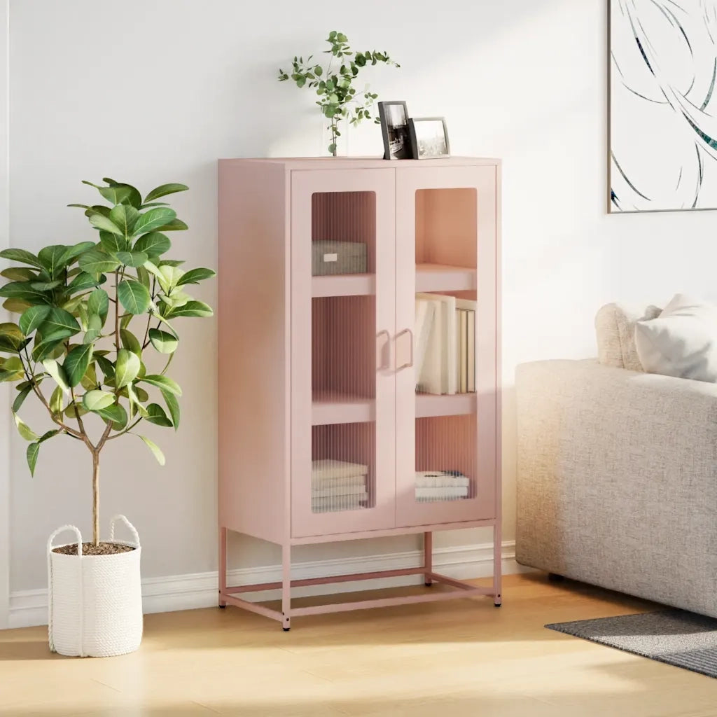 Credenza | Madia | Buffet da pranzo | Armadio da pranzo Rosa 68x39x123 cm in Acciaio